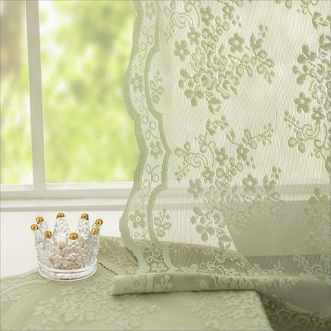 YJ YANJUN rod-pocket lace curtains simplify hanging in any window.