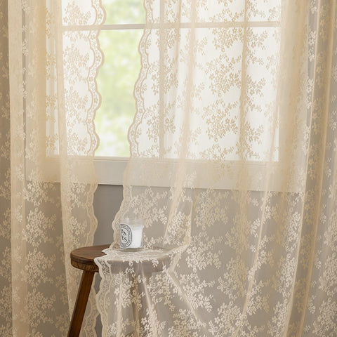 YJ YANJUN scalloped edges lace drape adds vintage charm to a room