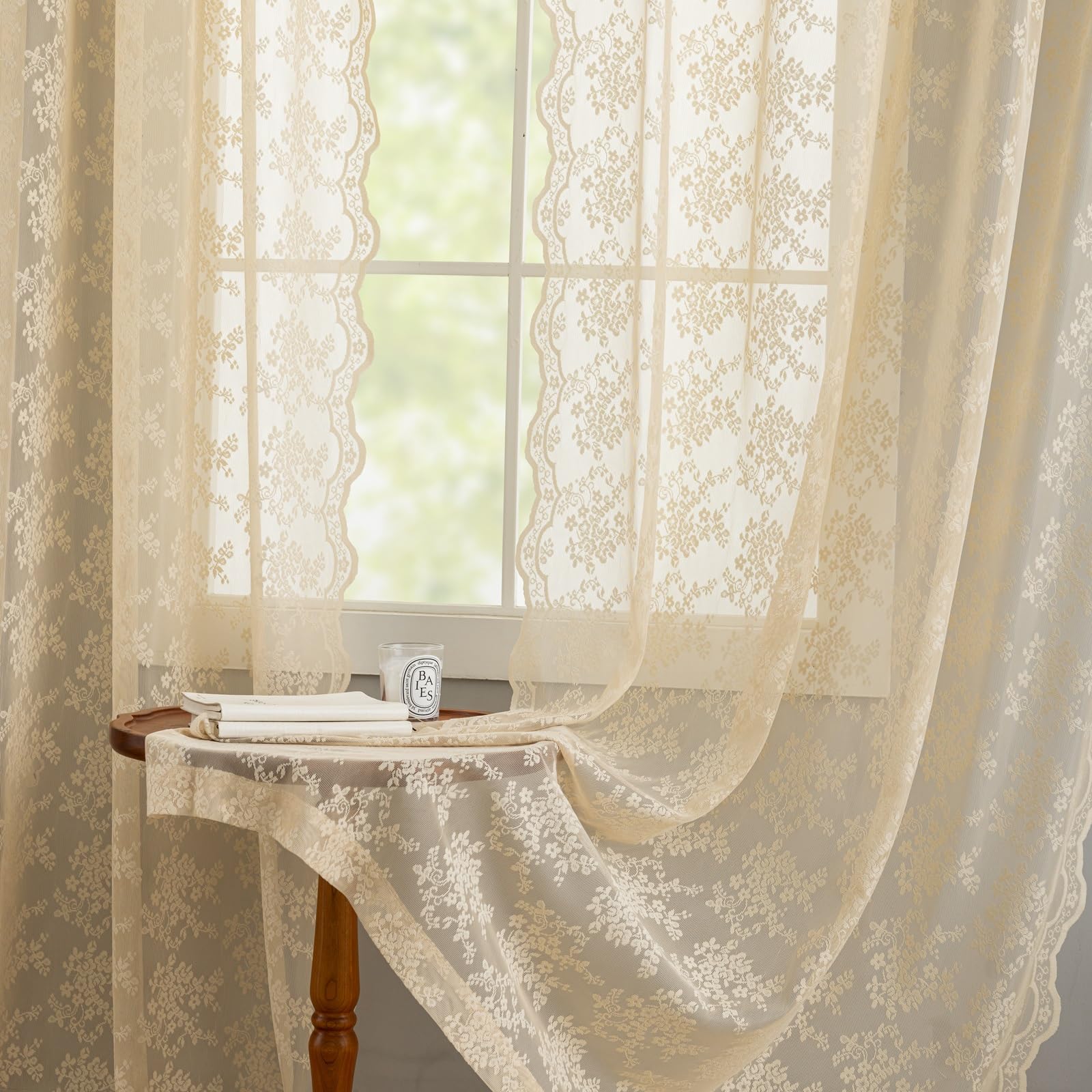 YJ YANJUN soft light filtering through lace creates warm ambiance.