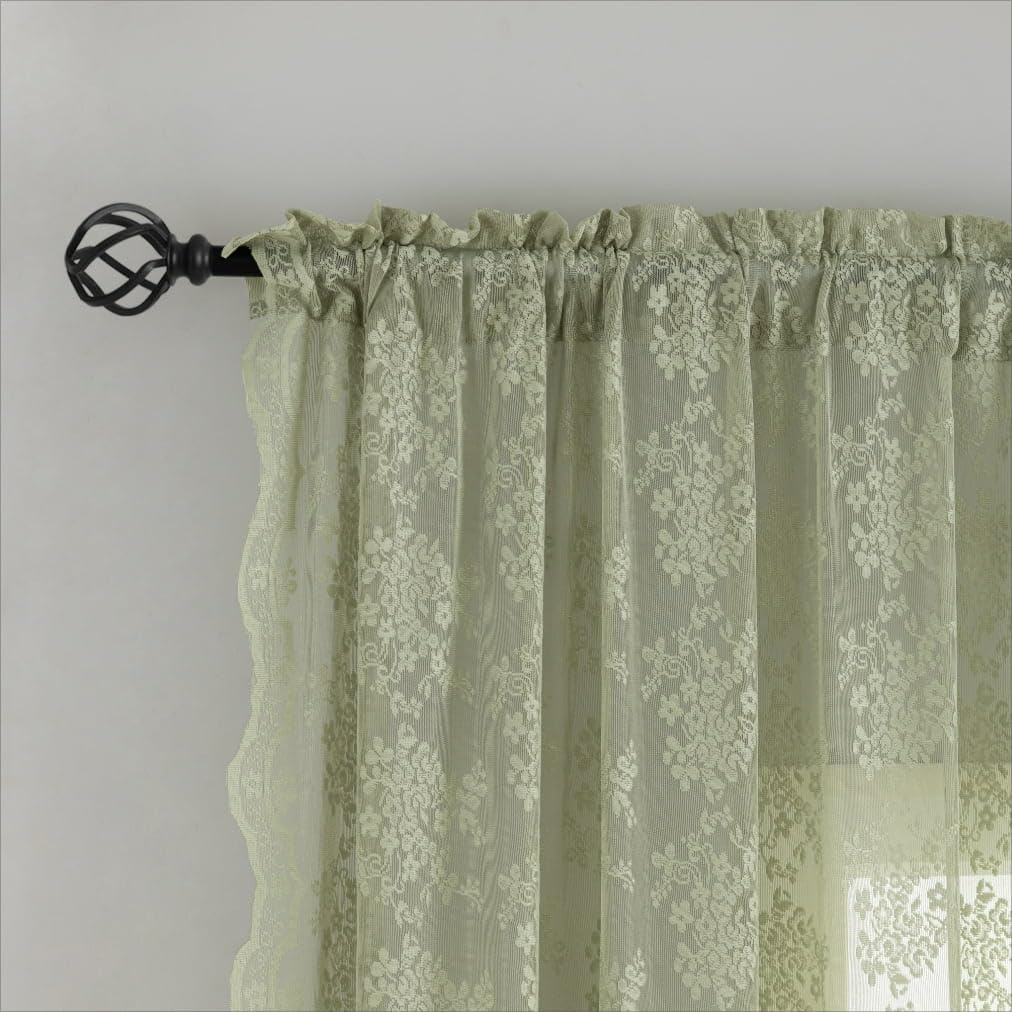 YJ YANJUN lace curtains rod-pocket header enables easy installation.