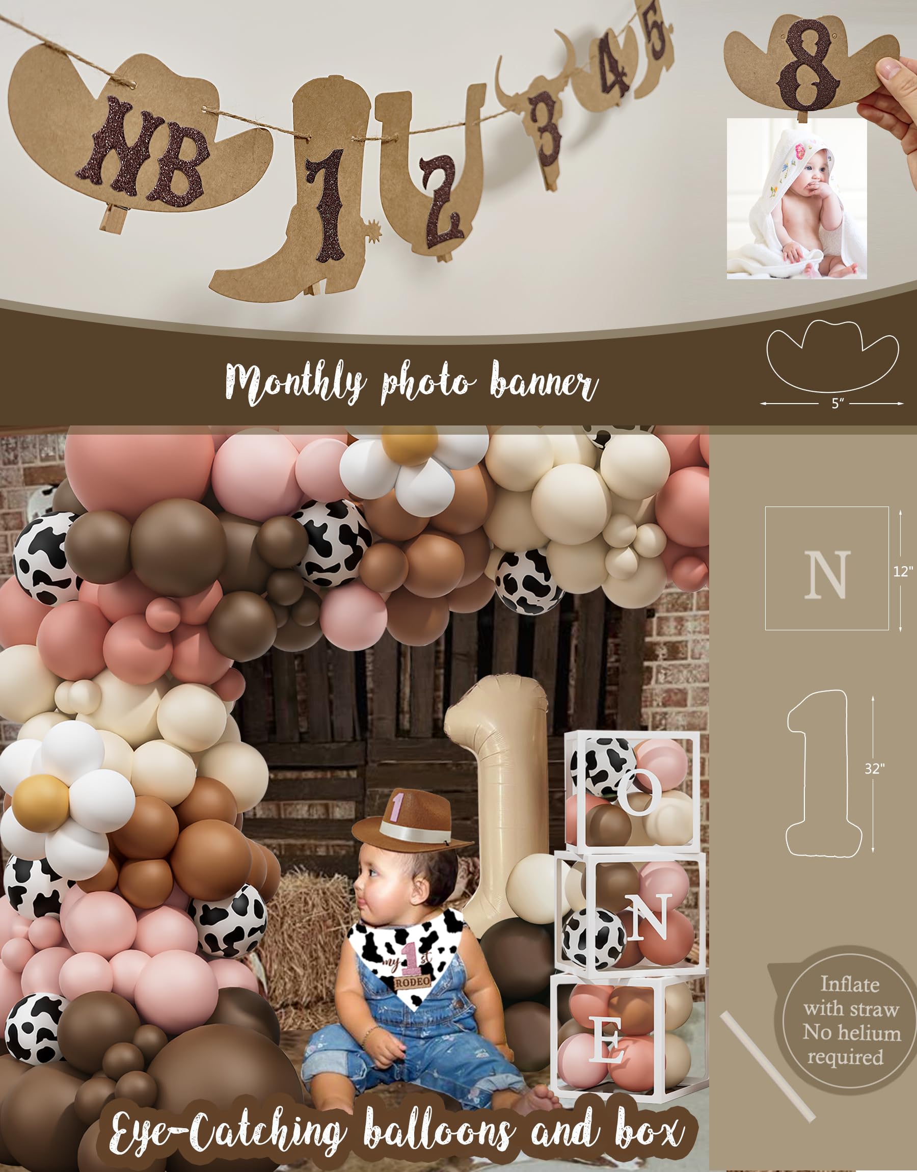 YJDFWAUT baby milestone banner celebrates monthly growth in photos.