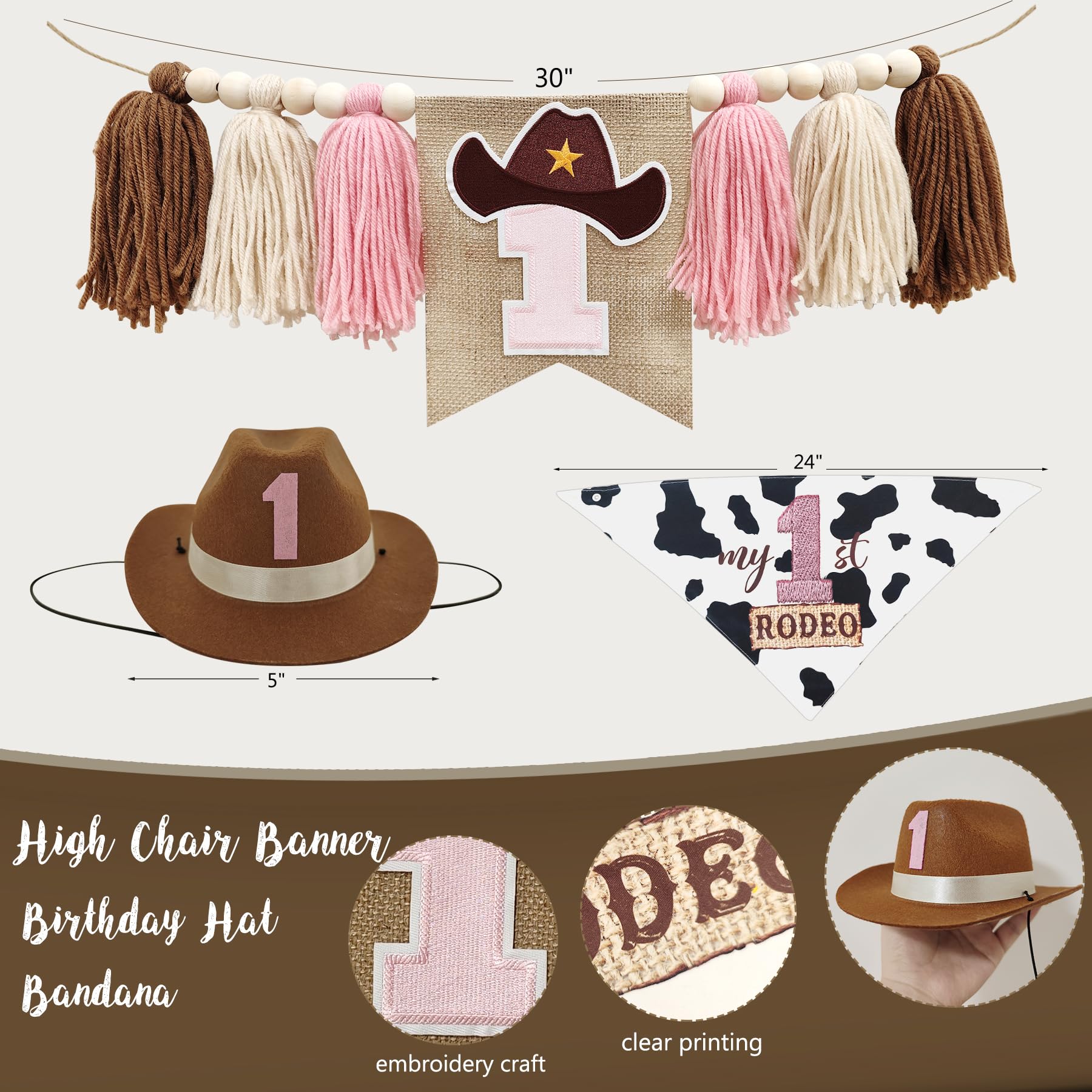 YJDFWAUT western 1st birthday hat adds charm to party photos.