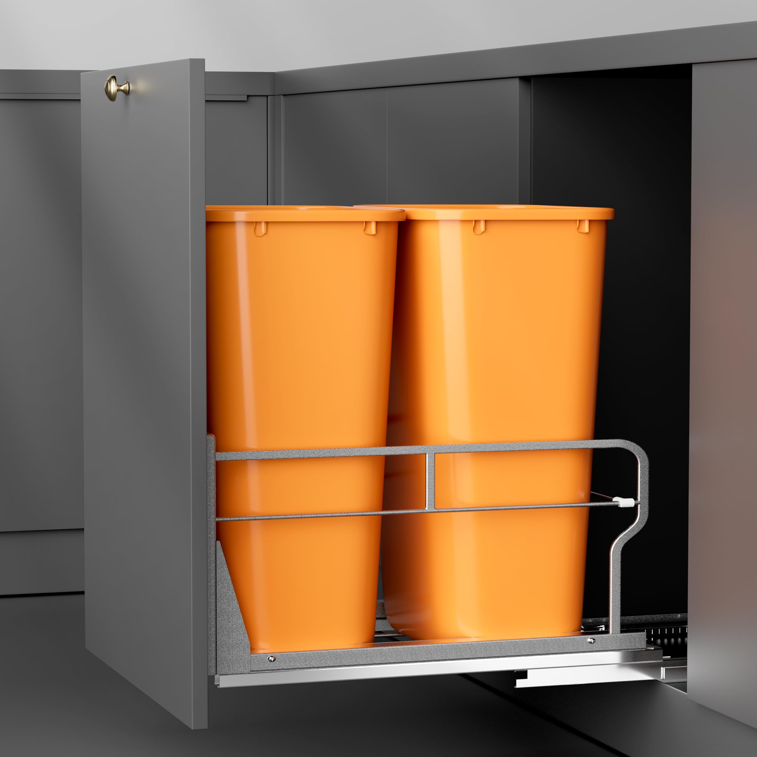 YJHome pull-out under-cabinet main view for space-saving waste storage
