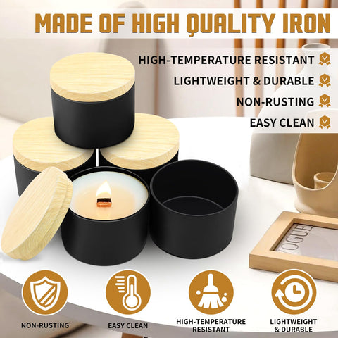 YJHSS 8oz metal body side reveals durable, heat-resistant candle container