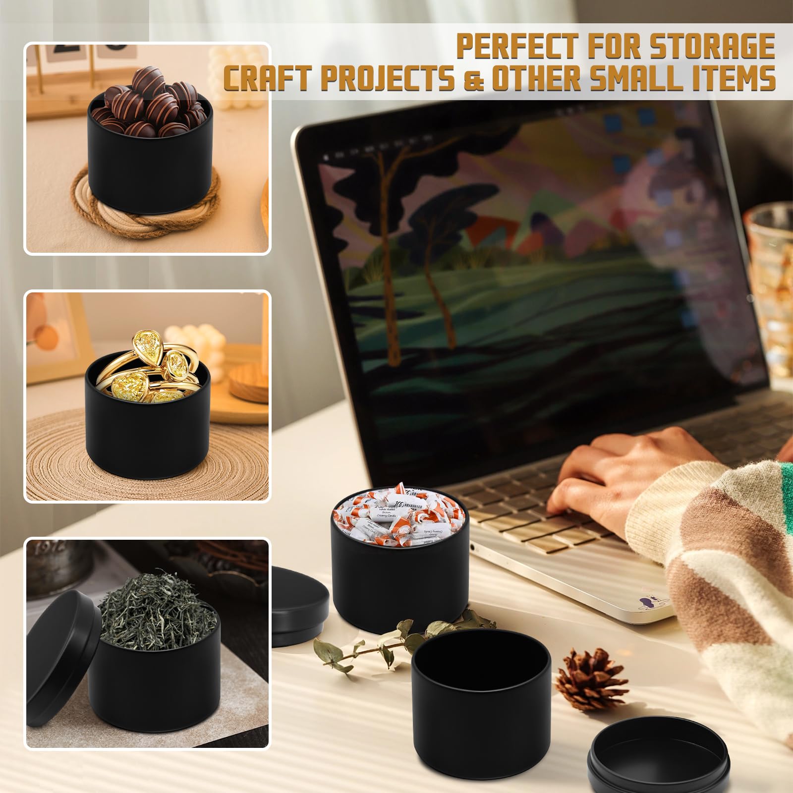 YJHSS tins double as storage for crafts and pantry items.