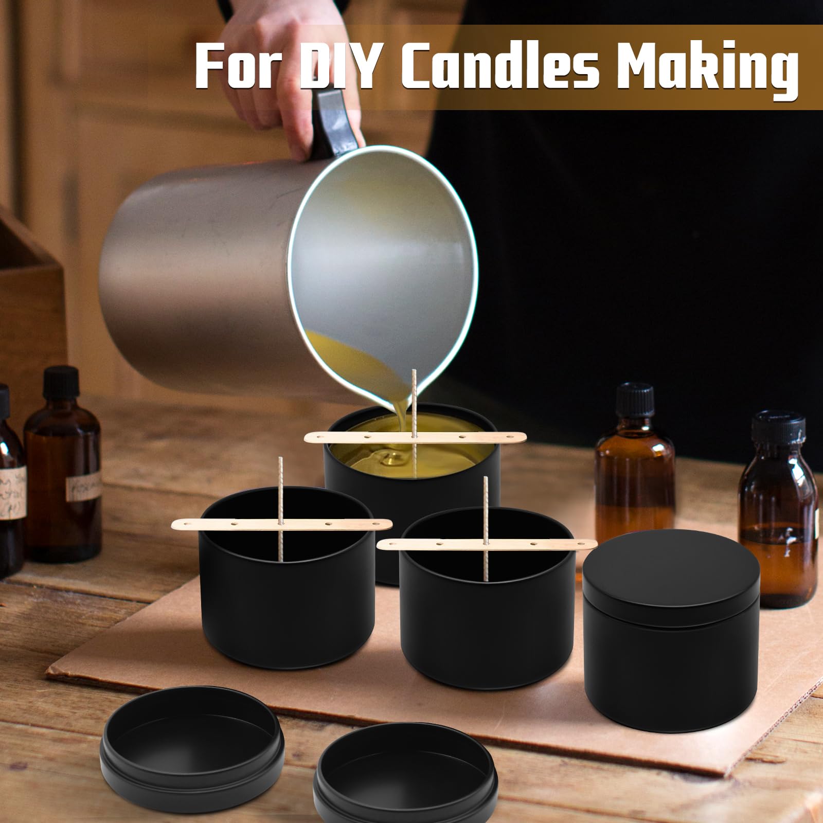 YJHSS matte black design creates a professional look for any DIY candle line.