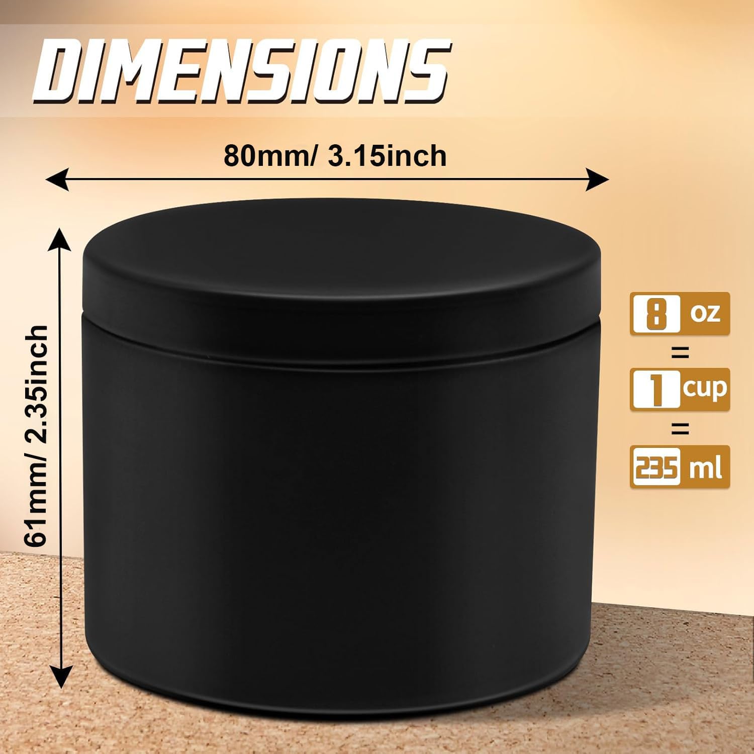 YJHSS 8oz tin opened lid for easy pouring and customization.