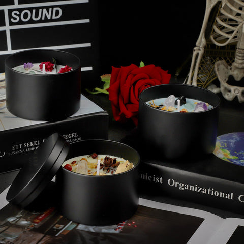 YJHSS premium matte black 8oz tin ideal for DIY candle projects.