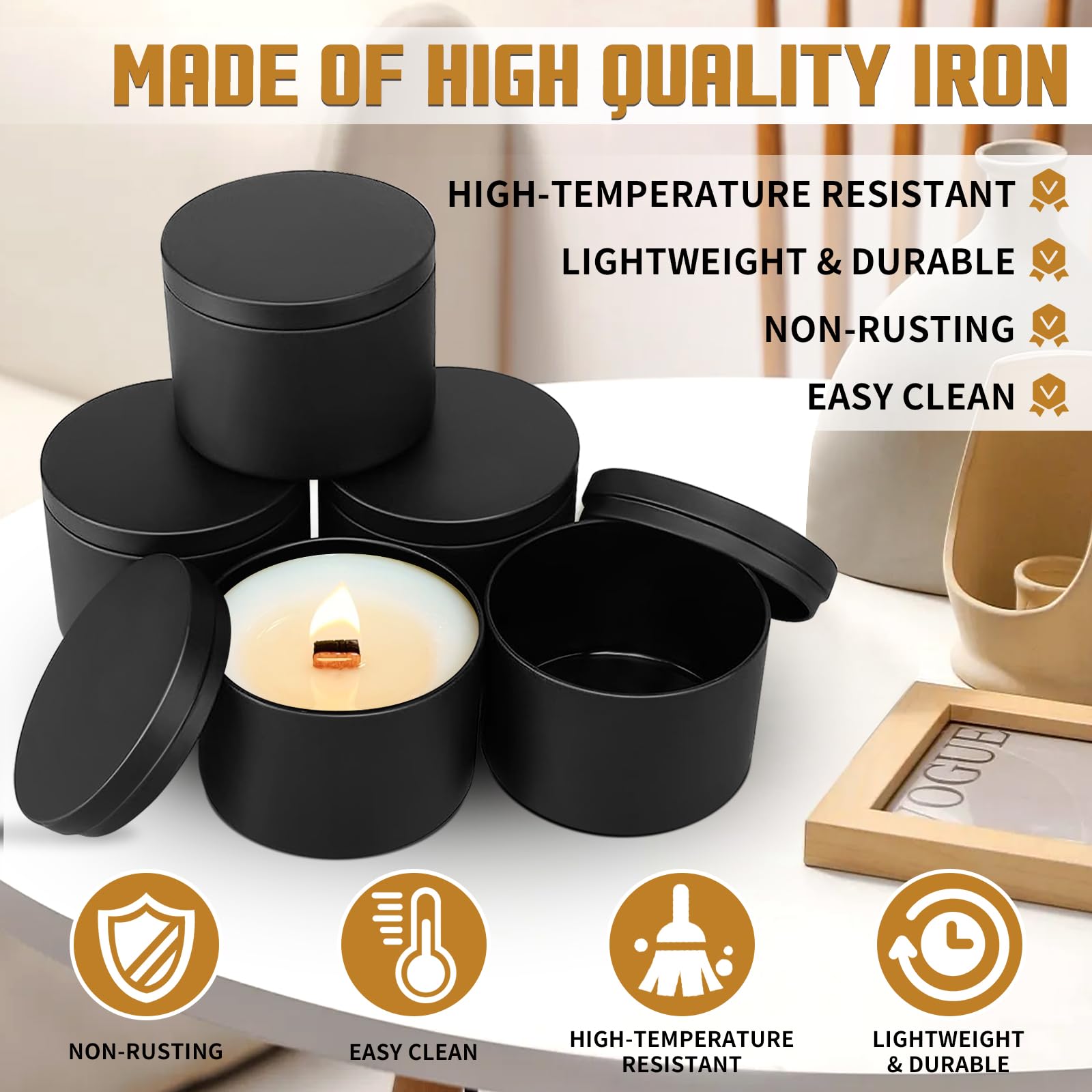 YJHSS 8oz tinplate container offers even heat for consistent melts.