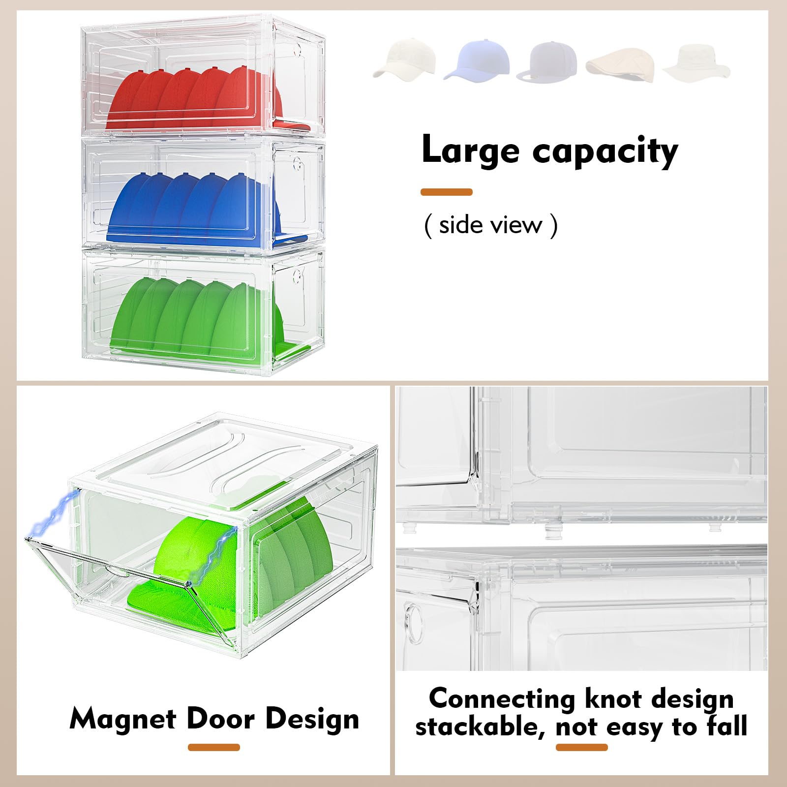 YKLSLH hat organizer stackable design for compact storage
