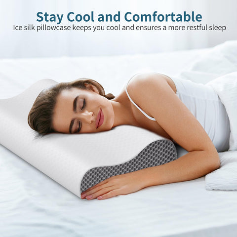 Ylekto bedroom scene with a user enjoying a supportive neck pillow