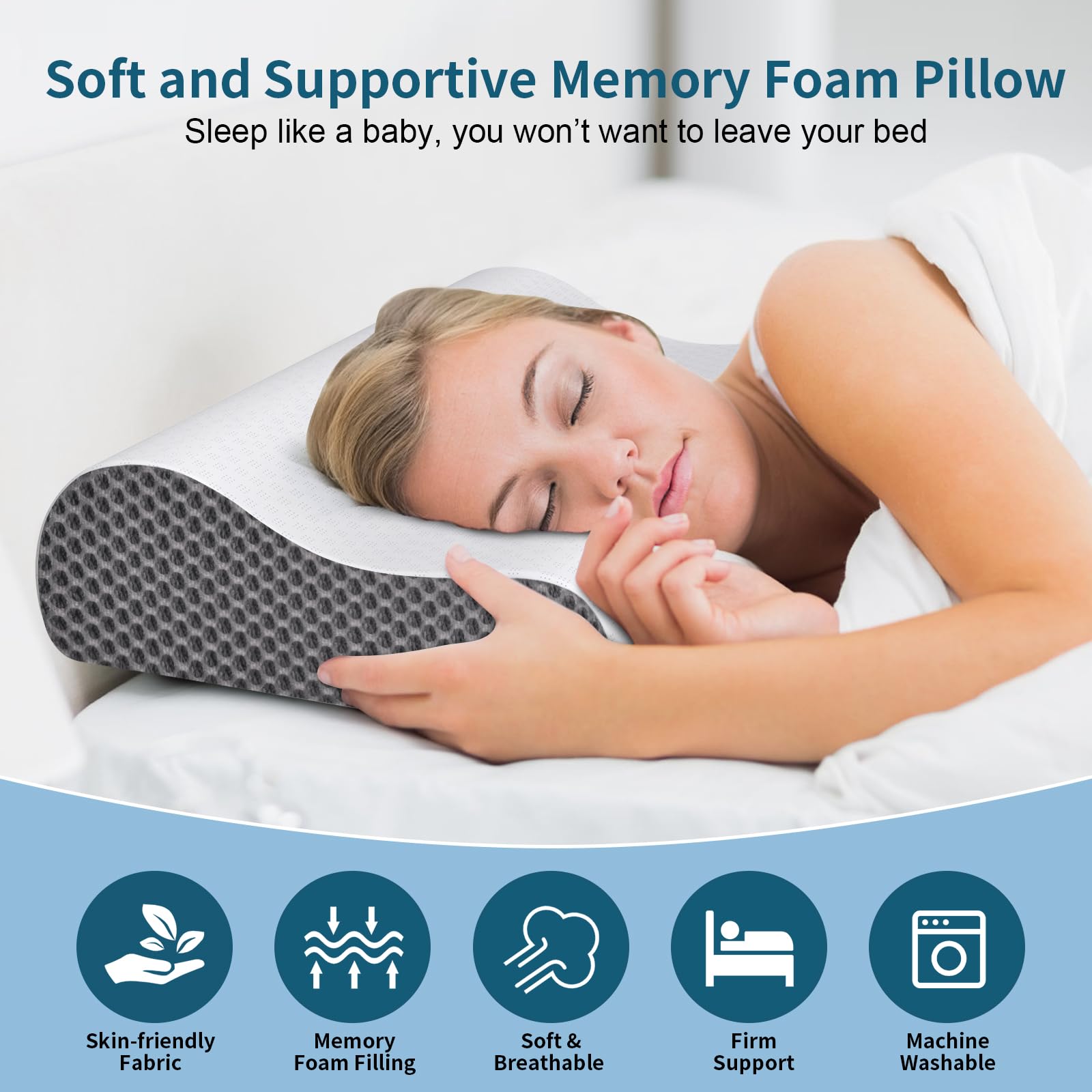 Ylekto cervical neck pillow contour detail illustrating targeted spinal support