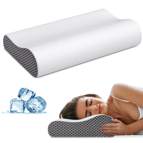 Ylekto cervical neck pillow side view showing ergonomic contour for aligned sleep