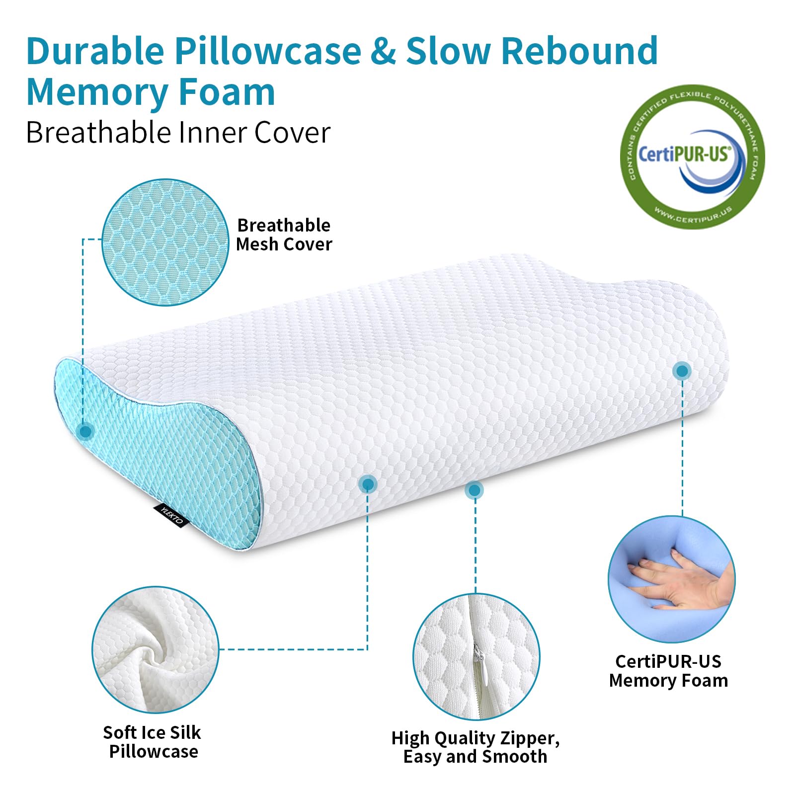 Ylekto contour supports side sleepers with ergonomic neck alignment.