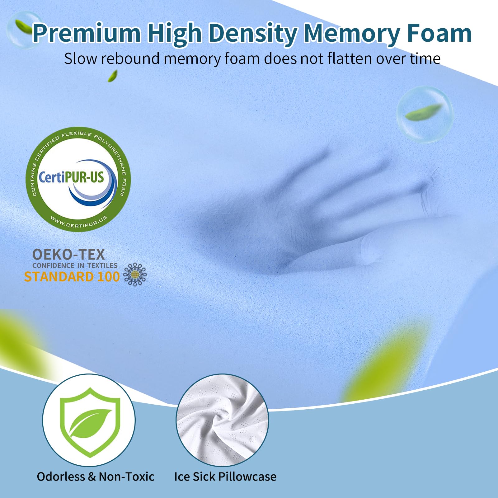 Ylekto memory foam closeup highlighting slow rebound and durability