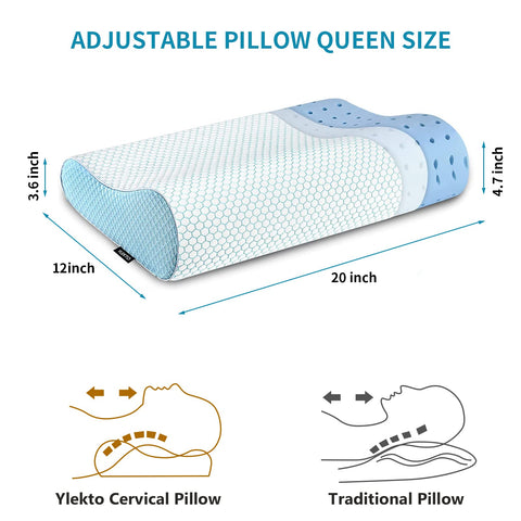 Ylekto memory foam pillow with adjustable heights for personalized comfort