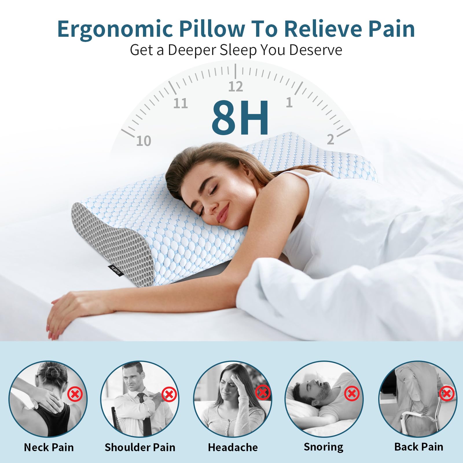 Ylekto memory foam pillow demonstrates slow rebound and neck pressure relief