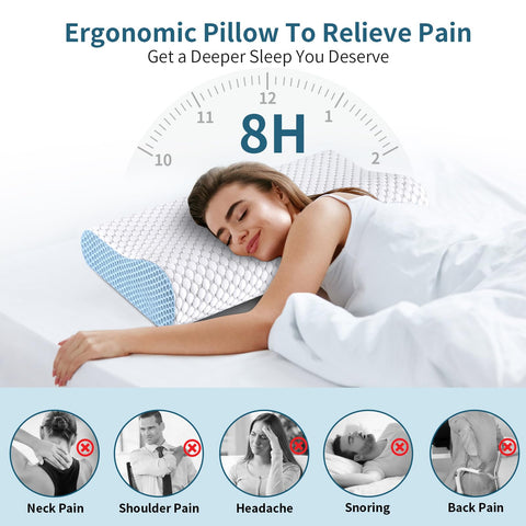 Ylekto memory-foam pillow offers two heights to fit sleeping positions.