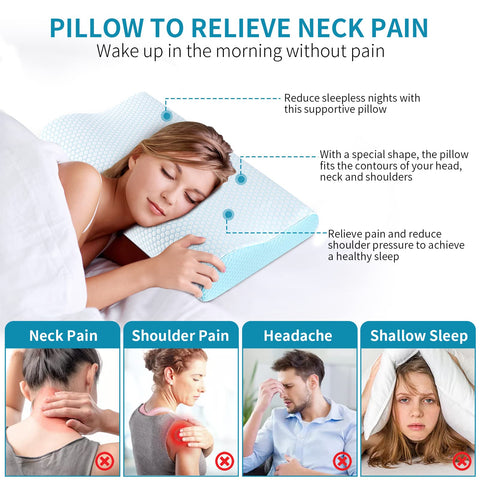 Ylekto neck-pain relief contour pillow supporting shoulders and spine