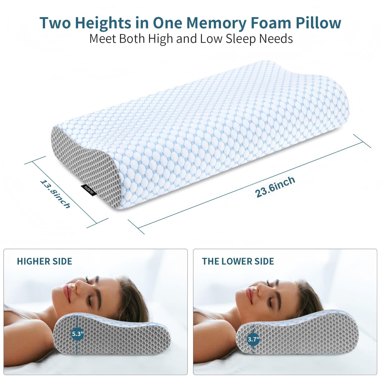 Ylekto two-heights neck pillow offers customizable support for various sleep positions