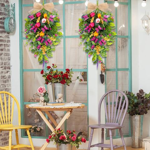 YLOLUL wedding-ready decor swag with tulip teardrop and lavender hues.
