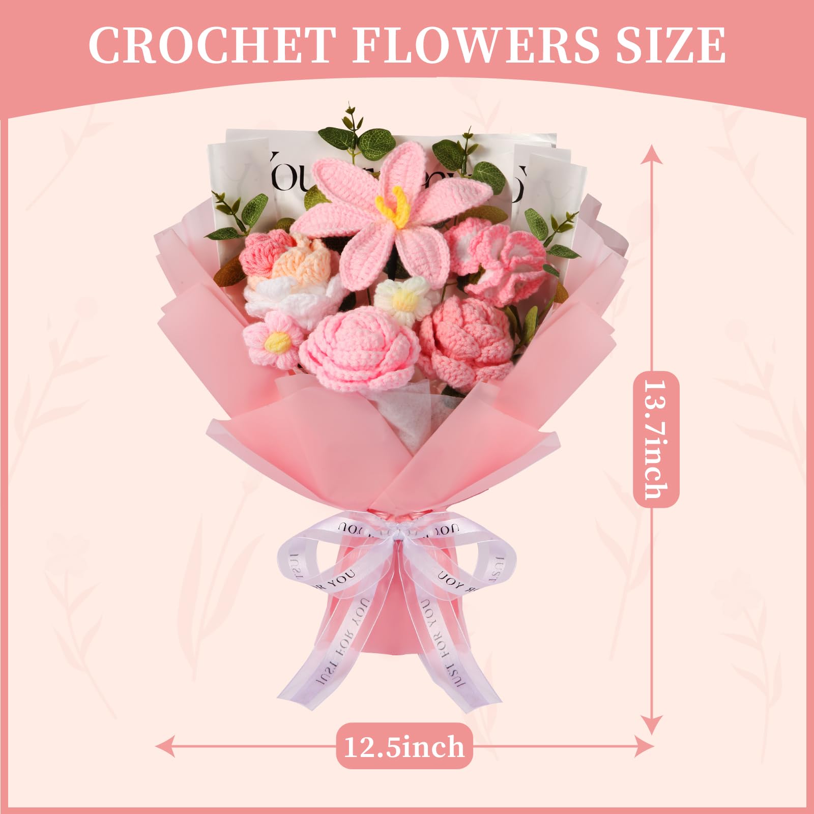 Ylwwccxf crochet bouquet lilies close-up emphasizes vibrant color and long-lasting display