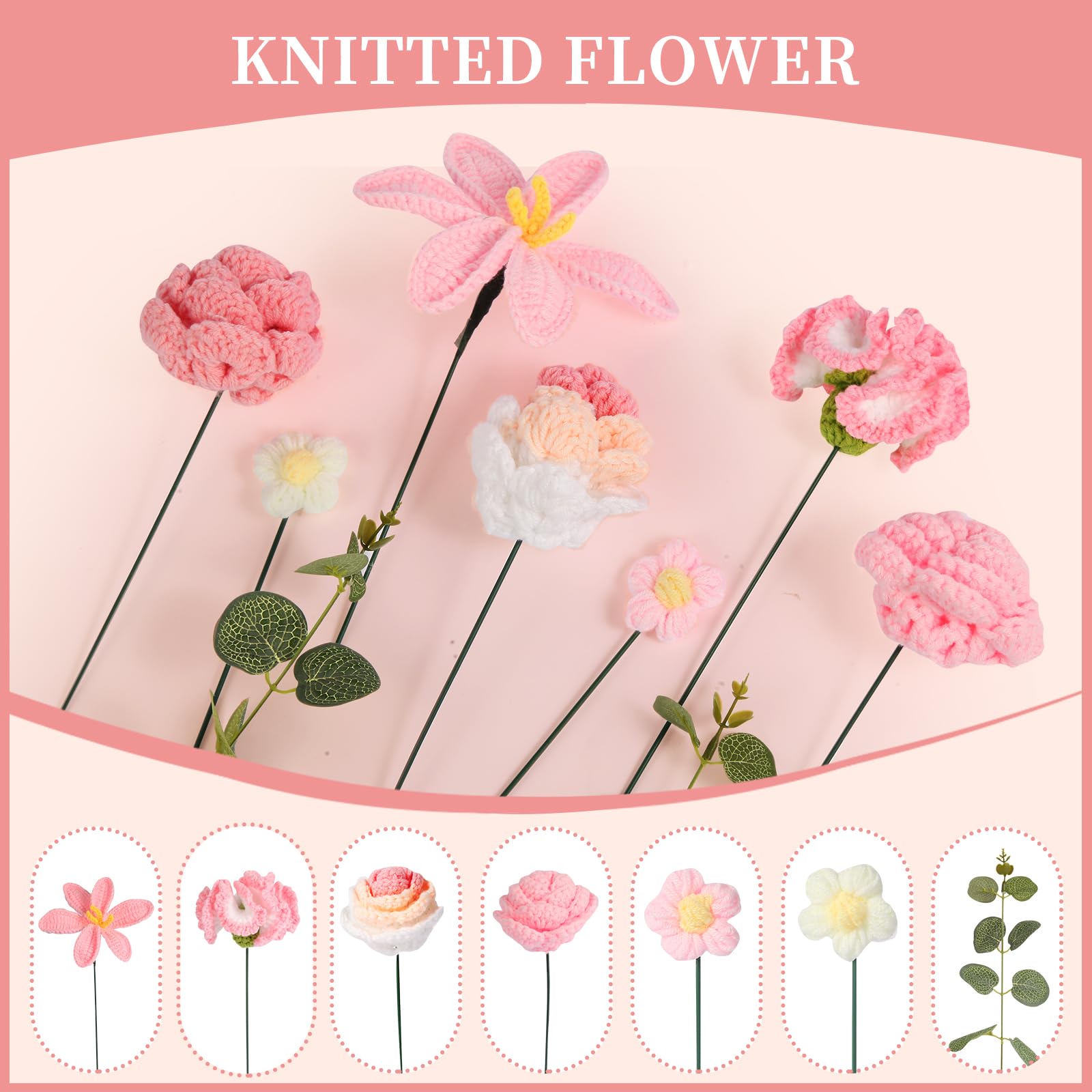 Ylwwccxf crochet flowers close-up of detailed stitching and romantic pink hue