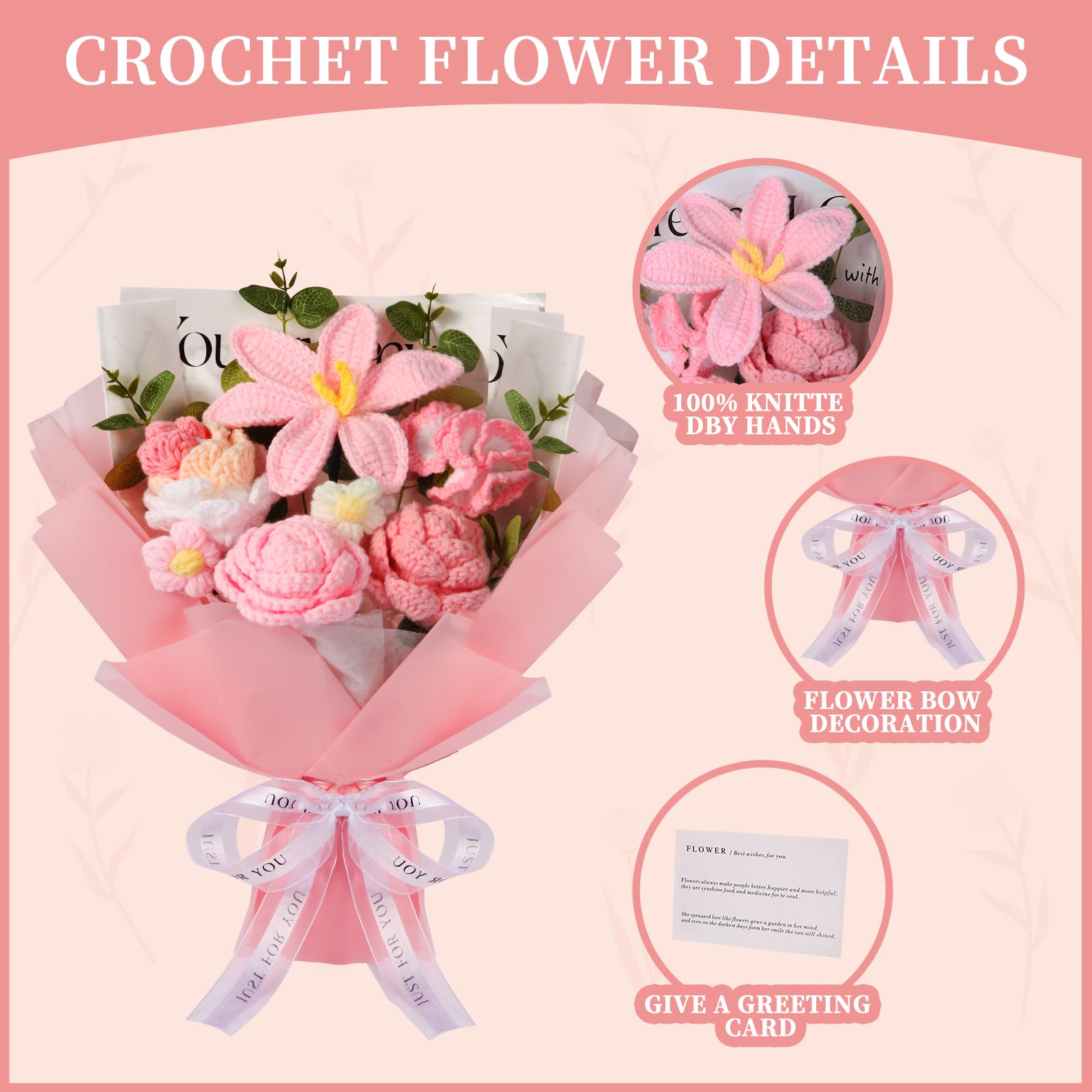 Ylwwccxf handmade bouquet soft yarn close-up shows cozy texture and timeless decor appeal