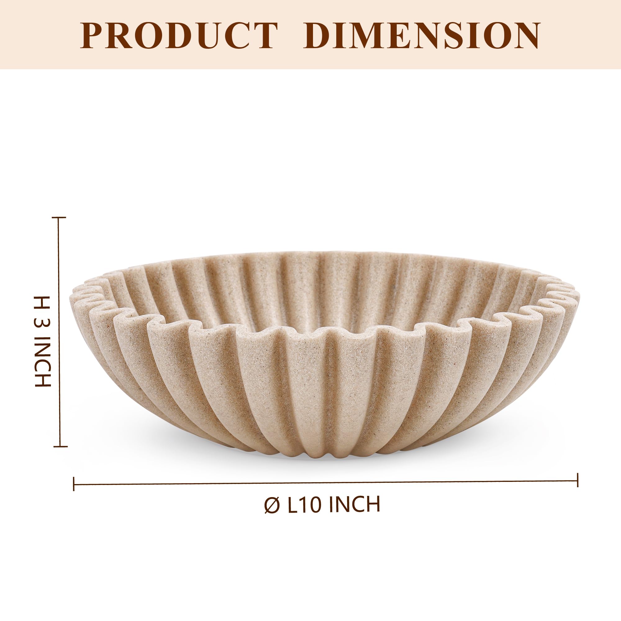 YMXYJM artificial stone beige fruit bowl on kitchen counter