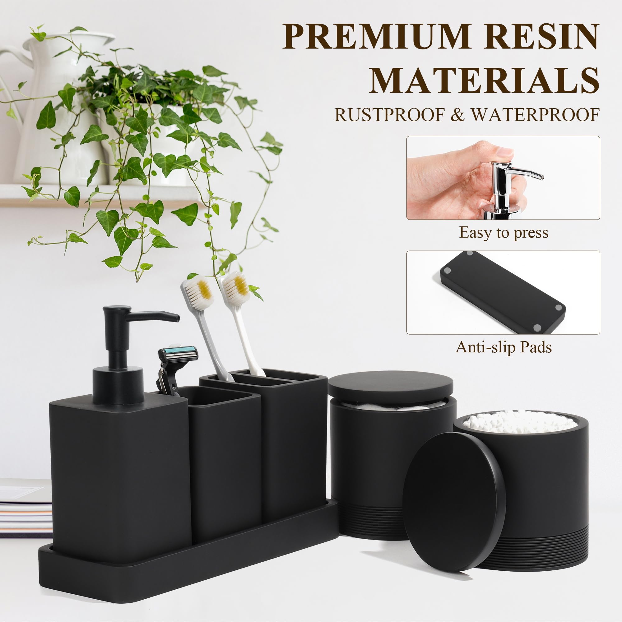 YMXYJM apothecary jars in matte black store cotton swabs and balls