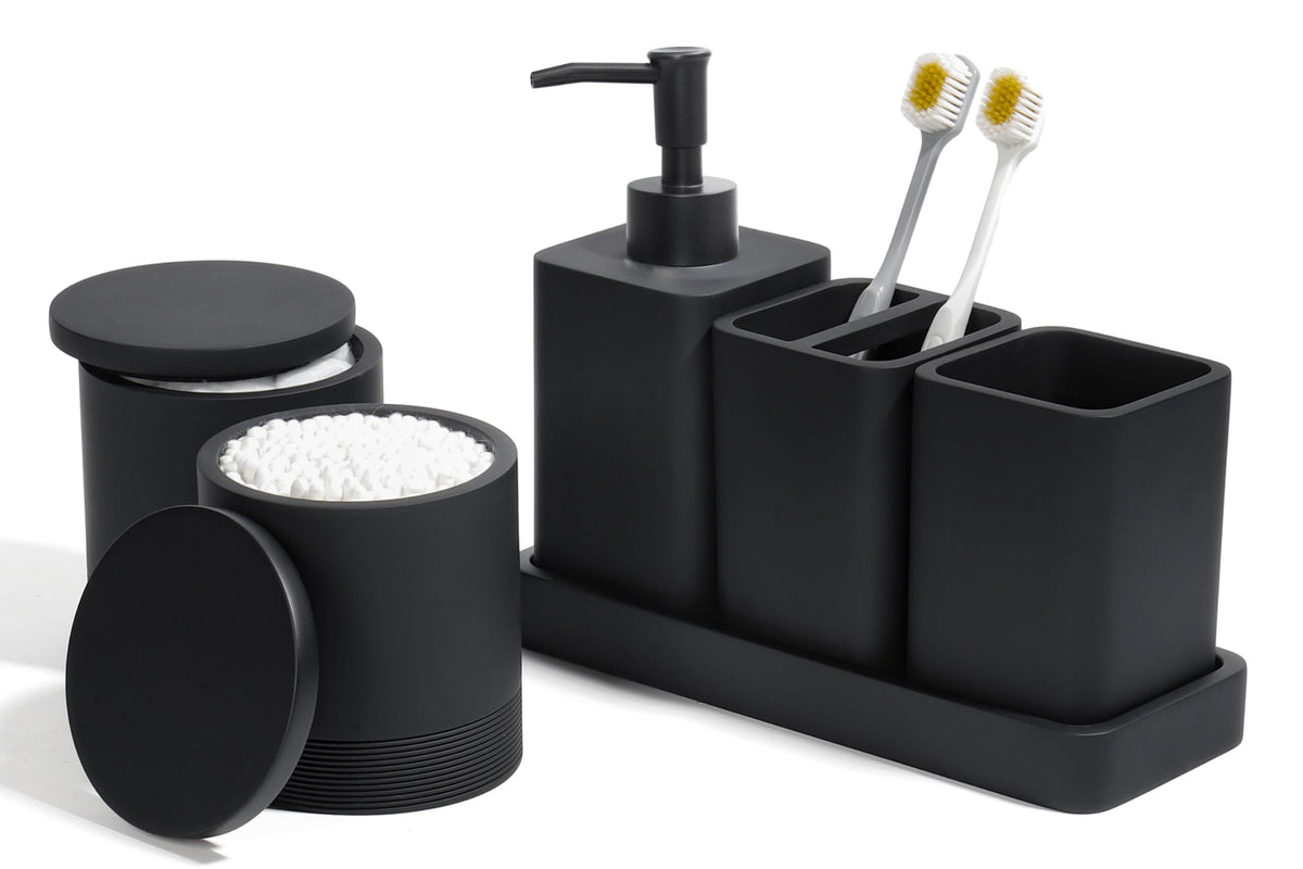 YMXYJM soap dispenser in matte black for easy hand washing and lotion storage