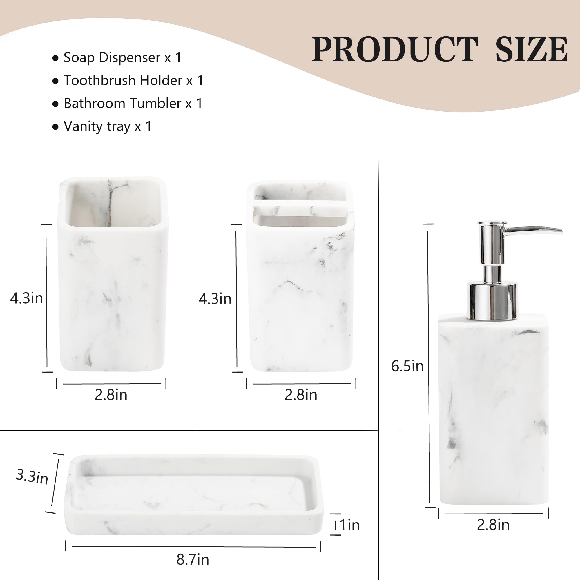 YMXYJM complete bathroom set sits neatly on the sink for organized routines.