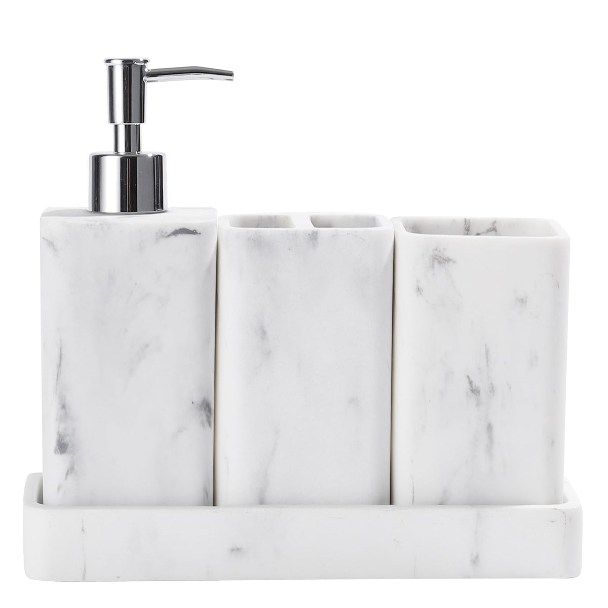 YMXYJM bathroom set lotion dispenser with marble-look finish for a sleek countertop.
