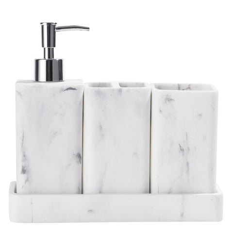 YMXYJM bathroom set lotion dispenser with marble-look finish for a sleek countertop.