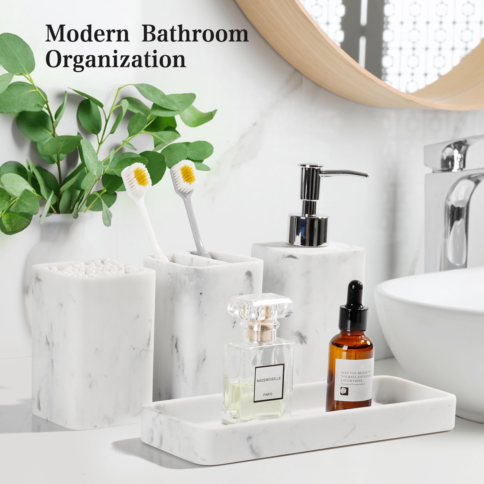 YMXYJM Q-tip holder keeps cotton swabs organized and countertop clutter-free.