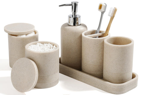 YMXYJM soap dispenser in beige with durable polyresin for a tidy sink