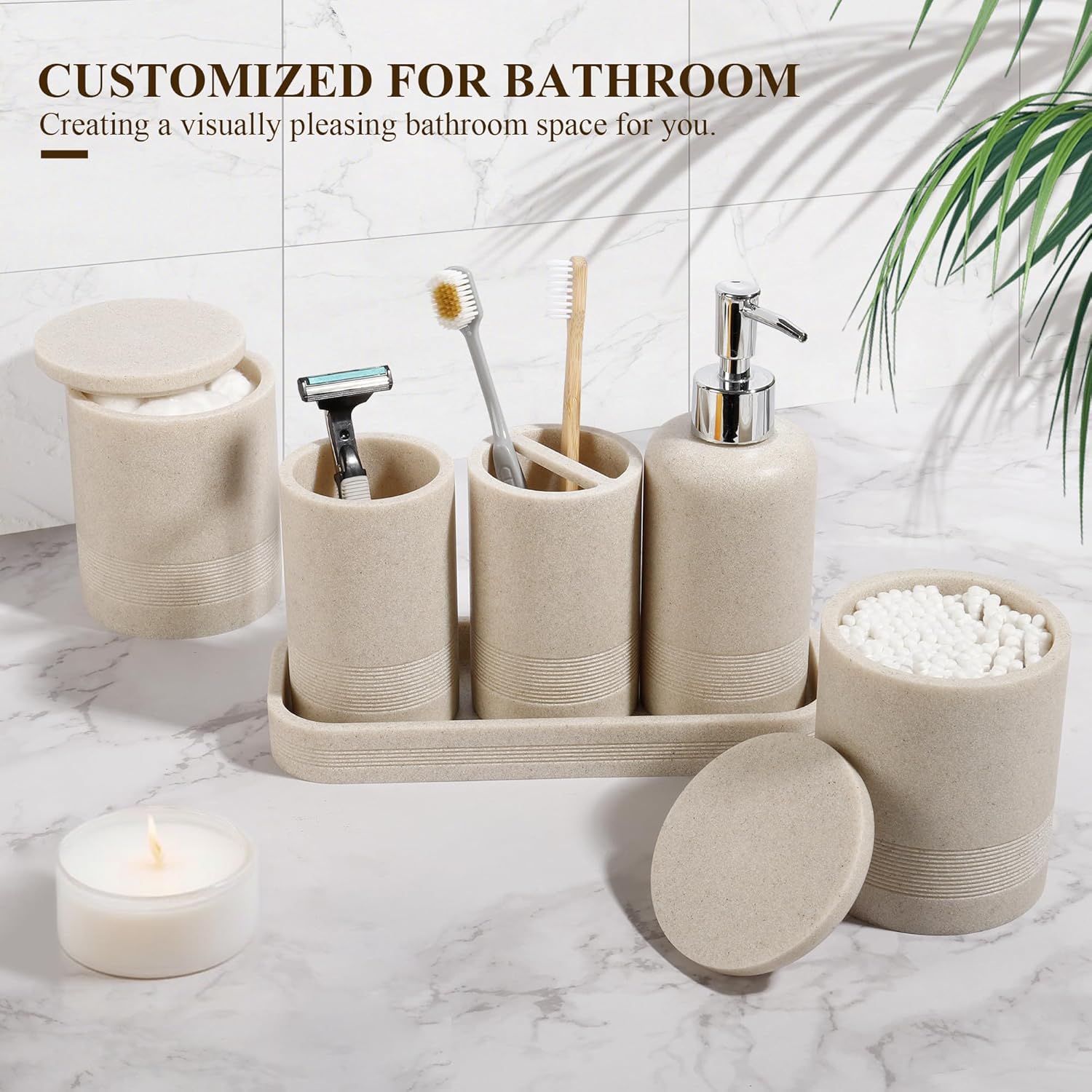 YMXYJM vanity tray in beige for soap and accessories with style