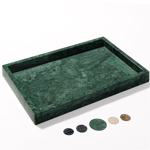 YMXYJM real natural marble tray on bathroom vanity keeps cosmetics organized