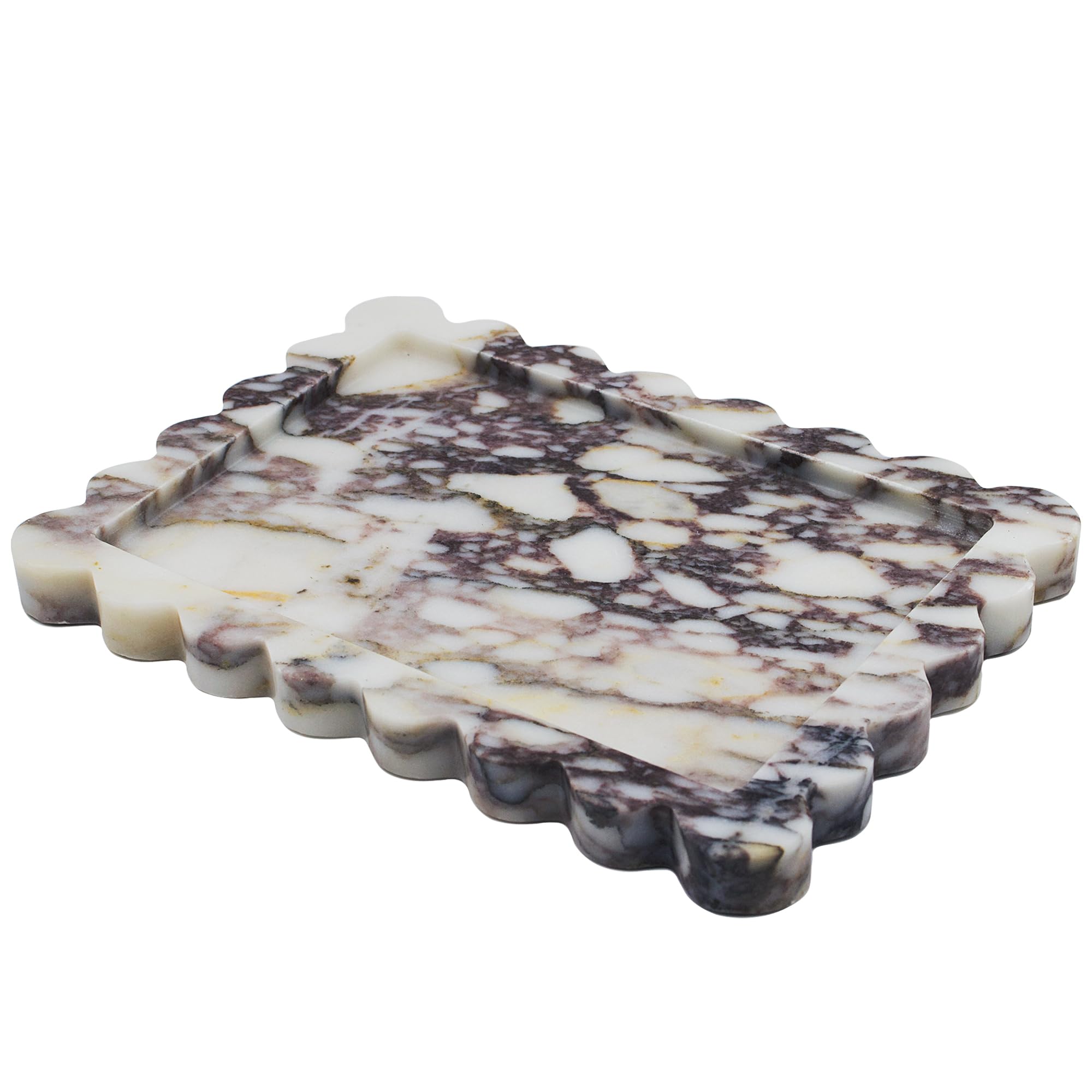 YMXYJM Calacatta Viola tray edge with scalloped finish for chic display