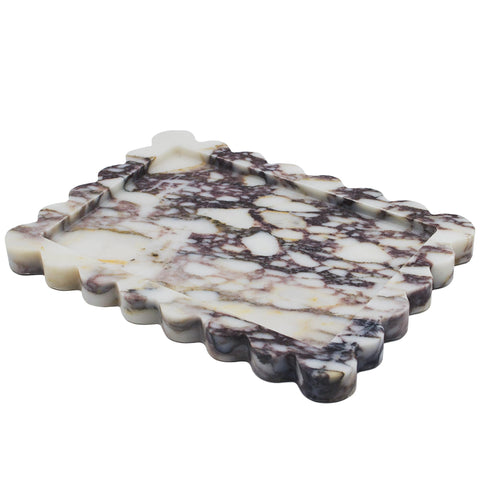 YMXYJM Calacatta Viola tray edge with scalloped finish for chic display