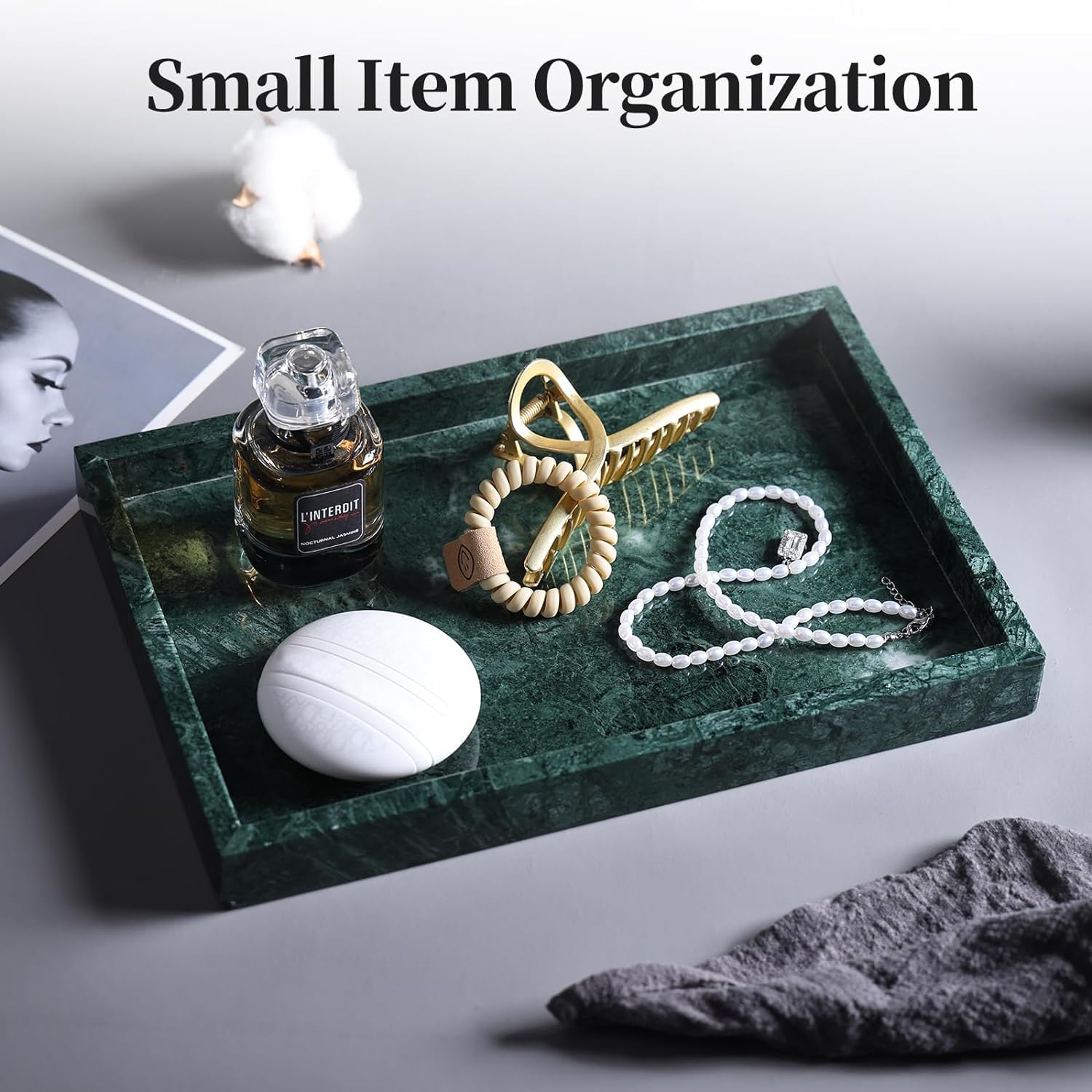YMXYJM marble tray displays jewelry with clutter-free surface