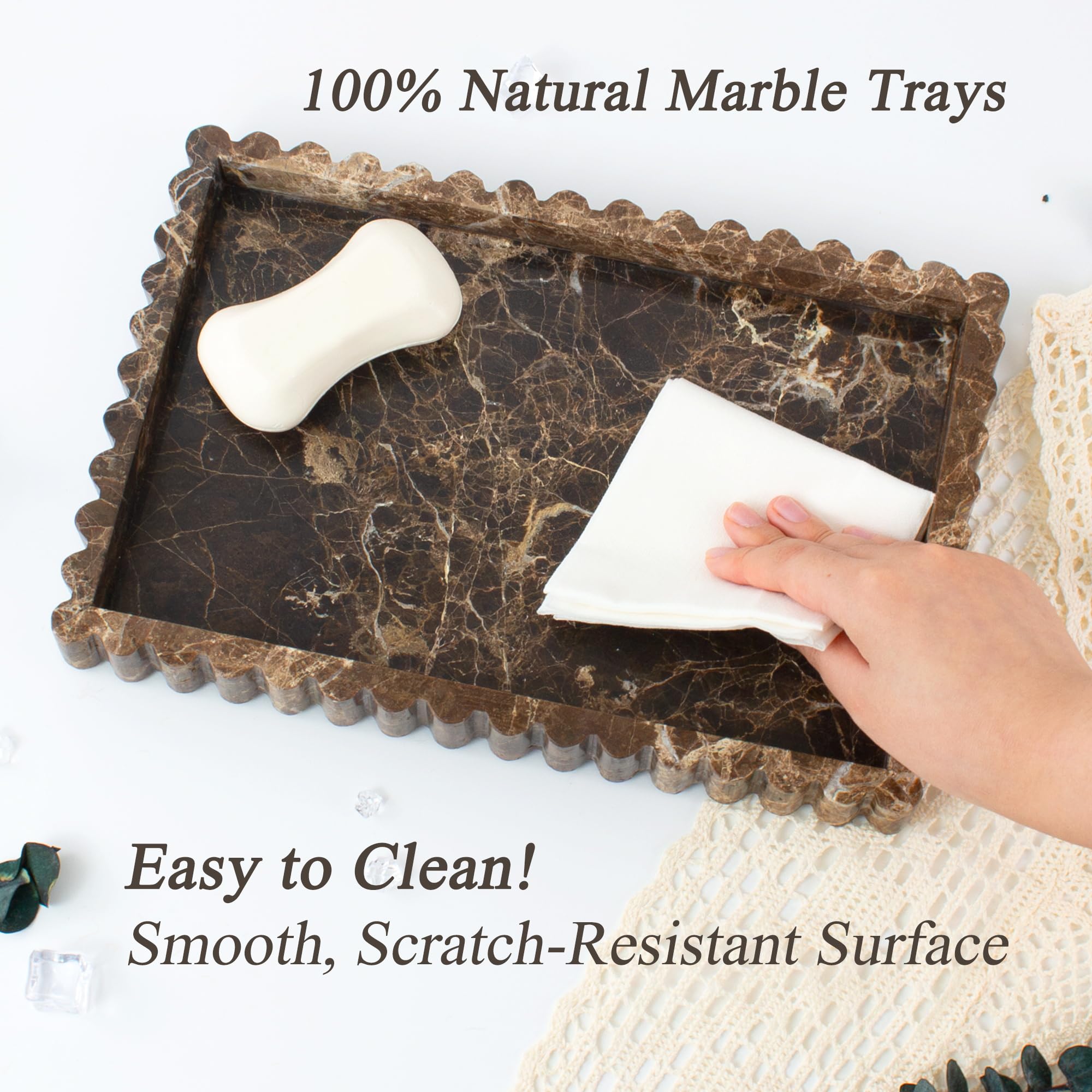 YMXYJM marble tray for candles and perfumes adds a luxurious display