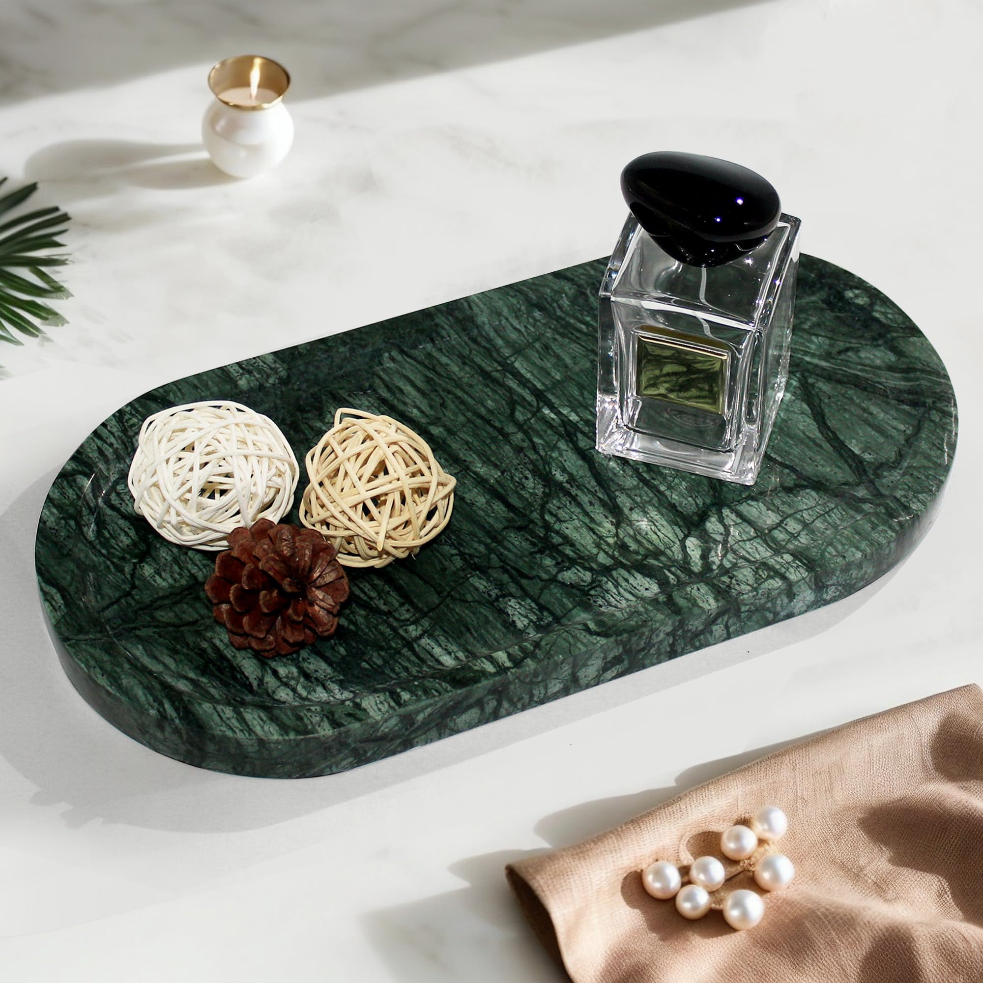 YMXYJM marble tray countertop provides stylish storage while protecting surfaces