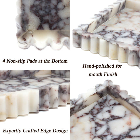 YMXYJM marble tray dresses up a dresser display while protecting surfaces.