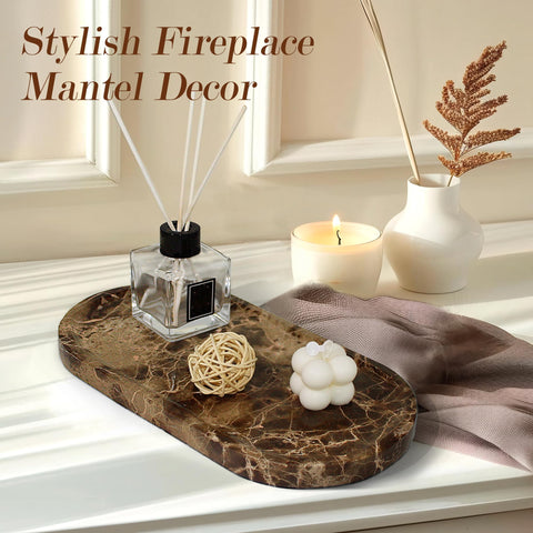 YMXYJM dark brown marble vanity tray keeps perfumes neatly arranged