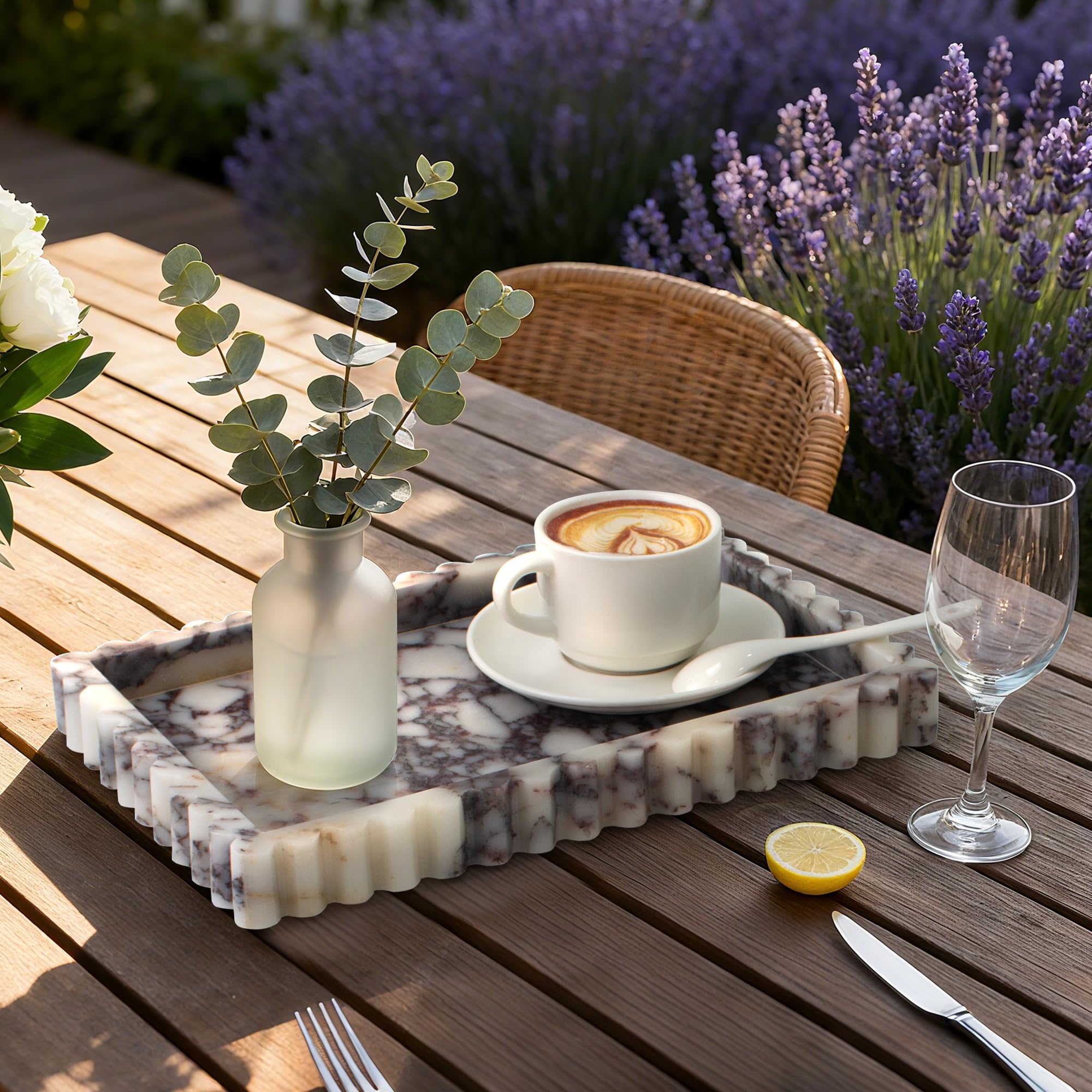 YMXYJM marble tray doubles as jewelry dish for rings and bracelets.