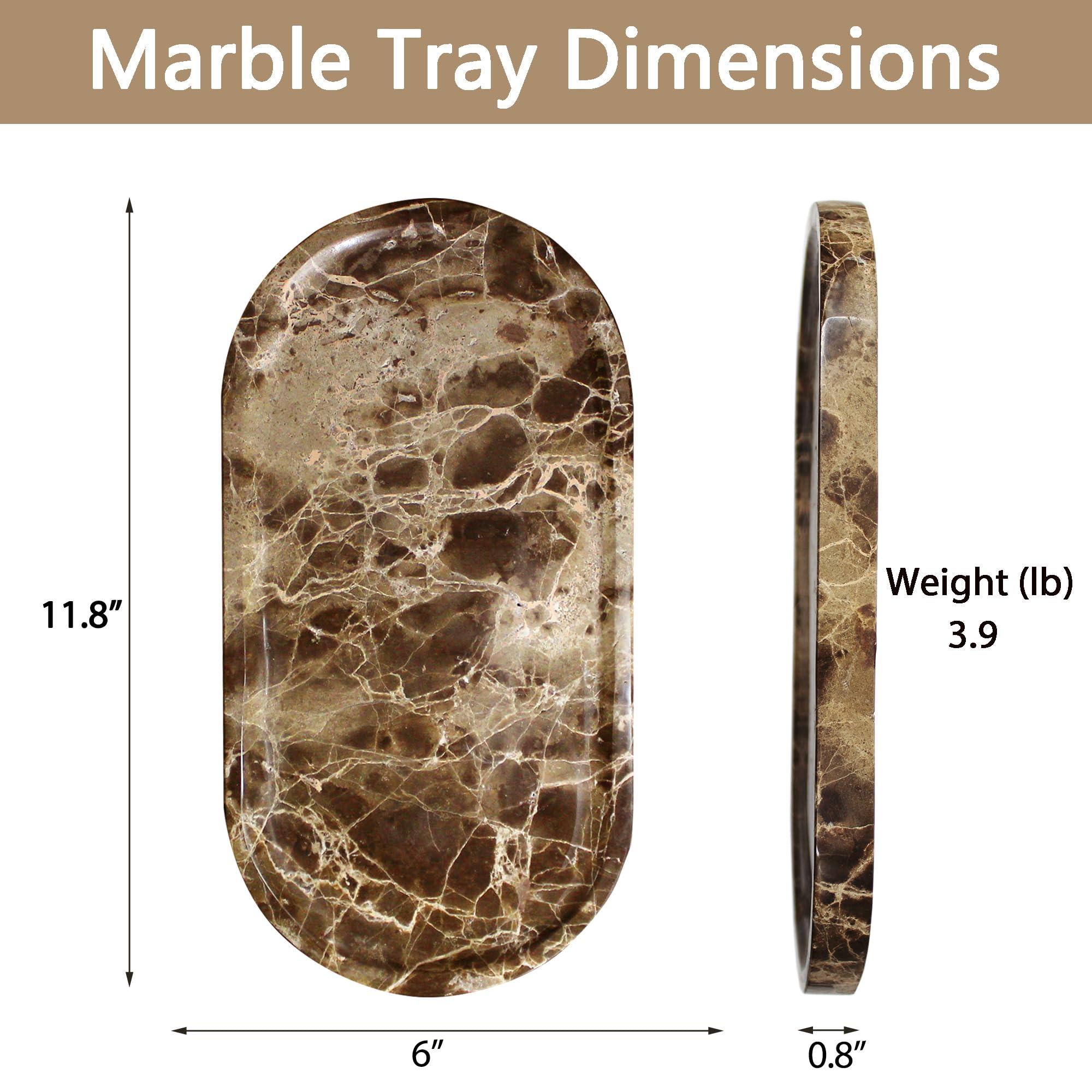 YMXYJM durable marble tray resists stains for year-round use