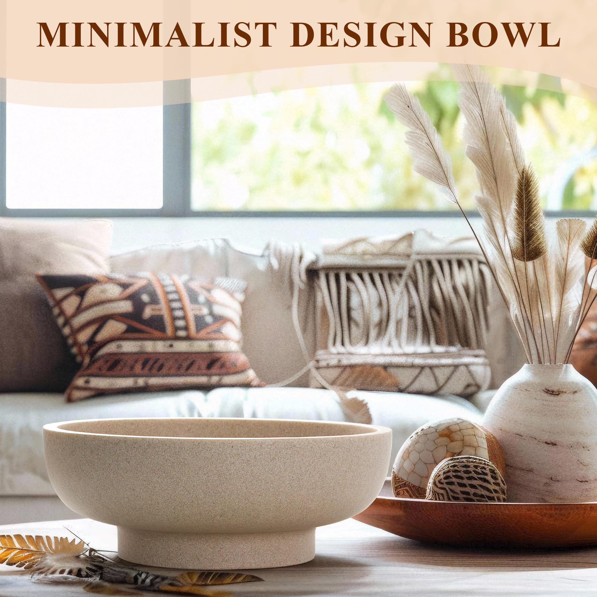 YMXYJM modern grooved bowl with beige finish suits minimalist interiors.