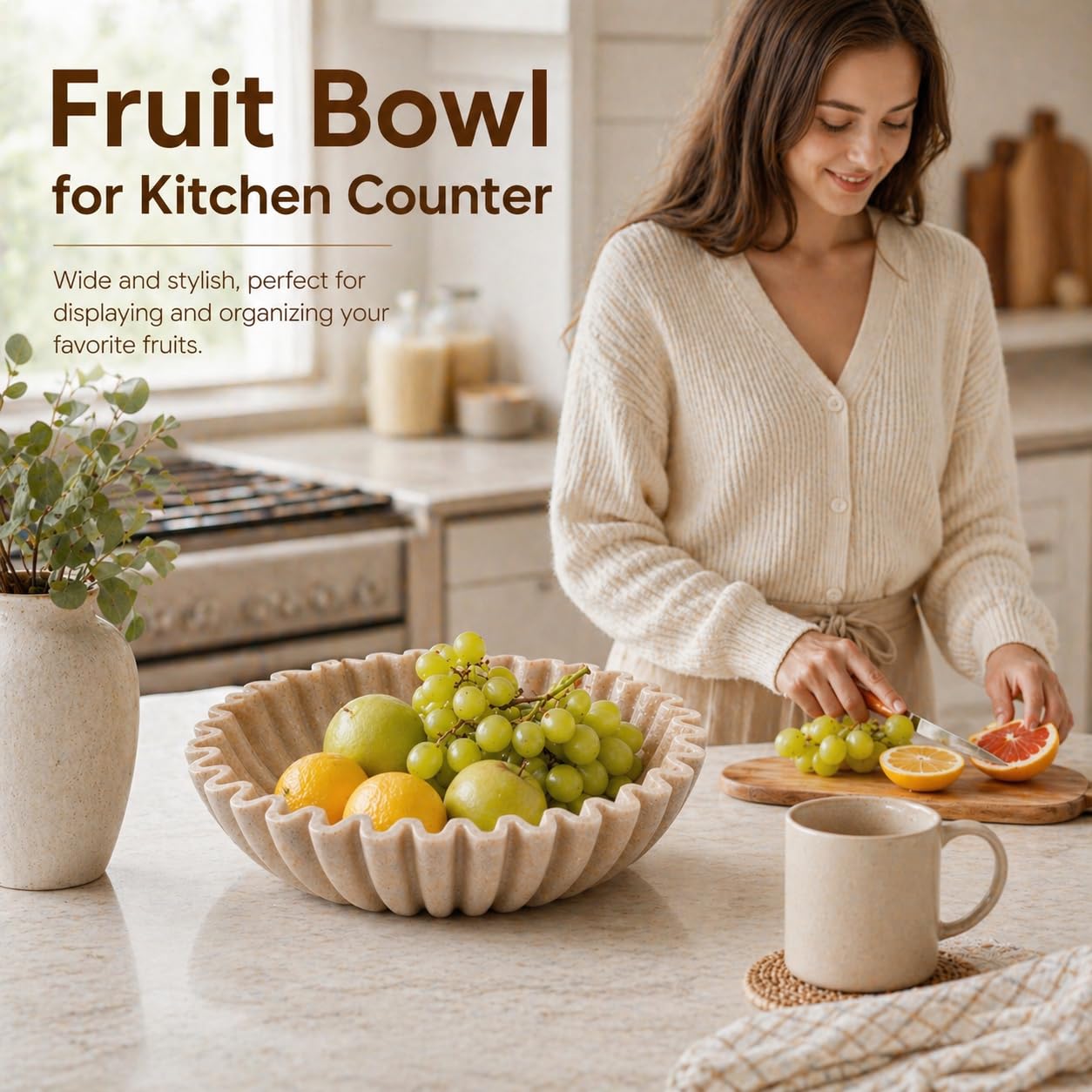 YMXYJM modern handmade bowl showcased on a clean kitchen counter