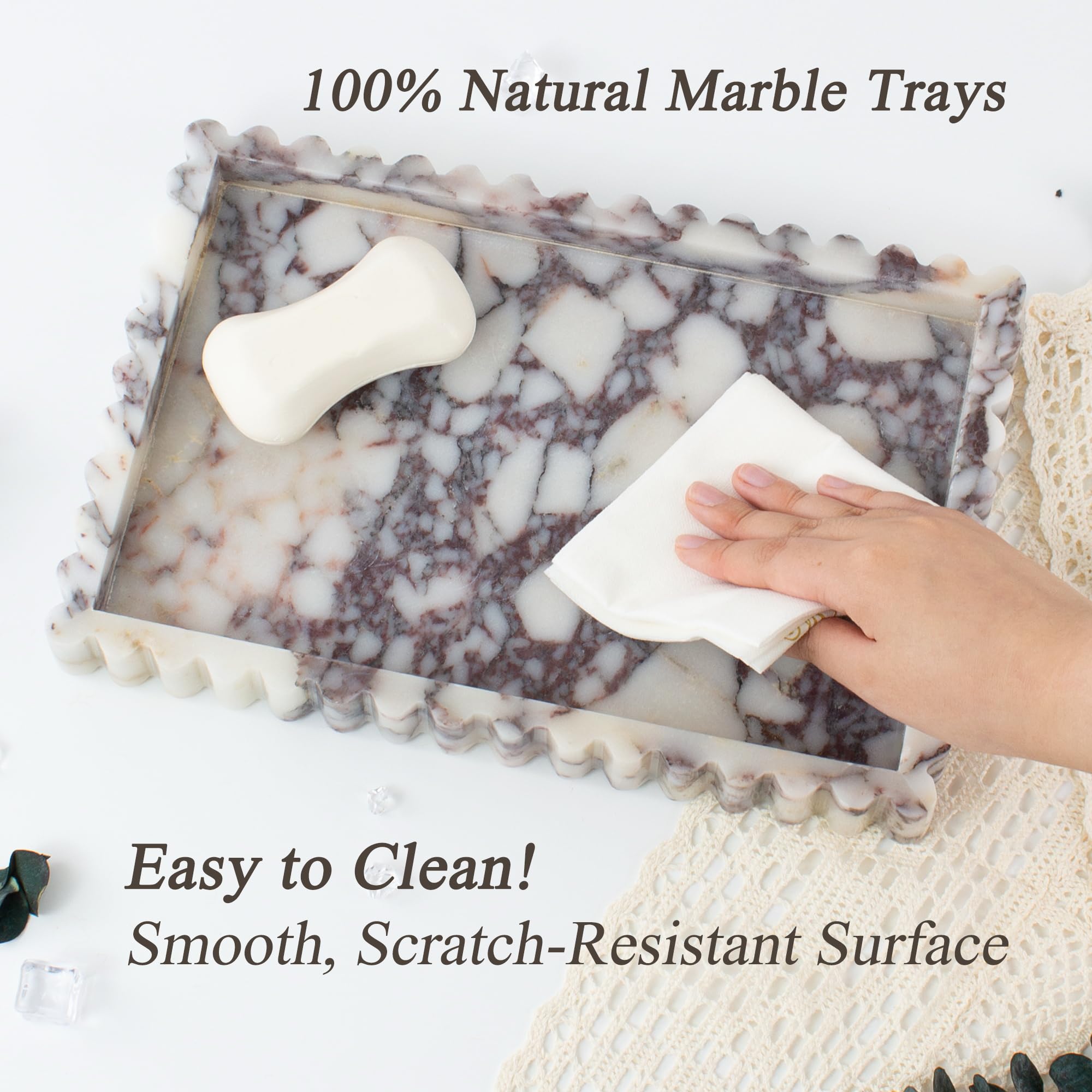 YMXYJM polished marble tray is easy to clean with a quick wipe.